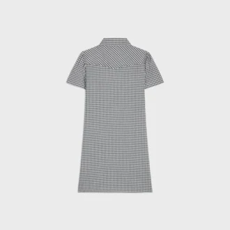 Vestido camisero mini de seda Vichy