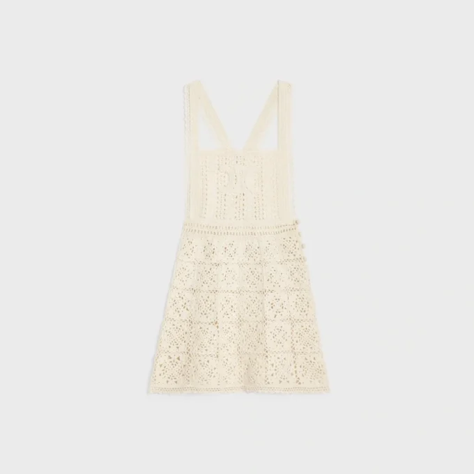 Vestido mini Triomphe de algodón de ganchillo Vestido mini Triomphe de algodón de ganchillo
