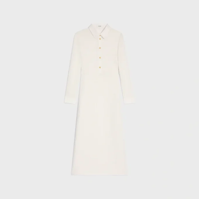 Vestido polo midi de algodón de ganchillo Vestido polo midi de algodón de ganchillo