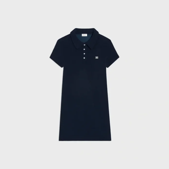 Vestido polo mini de algodón rizo Vestido polo mini de algodón rizo