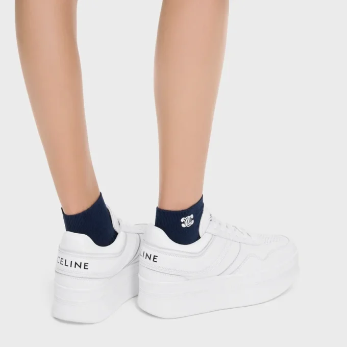 Zapatillas Block con suela de cuña en piel de becerro