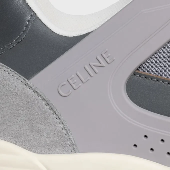 Zapatillas deportivas CELINE Trainer Ct-09 de cordones bajas en ante de piel de becerro, piel de becerro y malla Zapatillas deportivas CELINE Trainer Ct-09 de cordones bajas en ante de piel de becerro, piel de becerro y malla