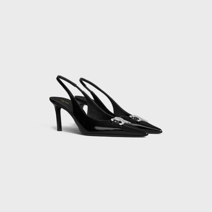 Zapatos CELINE Alma Triomphe con talón abierto en piel de becerro brillante Zapatos CELINE Alma Triomphe con talón abierto en piel de becerro brillante