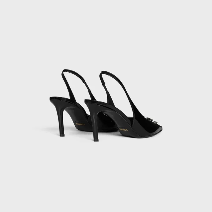 Zapatos CELINE Alma Triomphe con talón abierto en piel de becerro brillante Zapatos CELINE Alma Triomphe con talón abierto en piel de becerro brillante