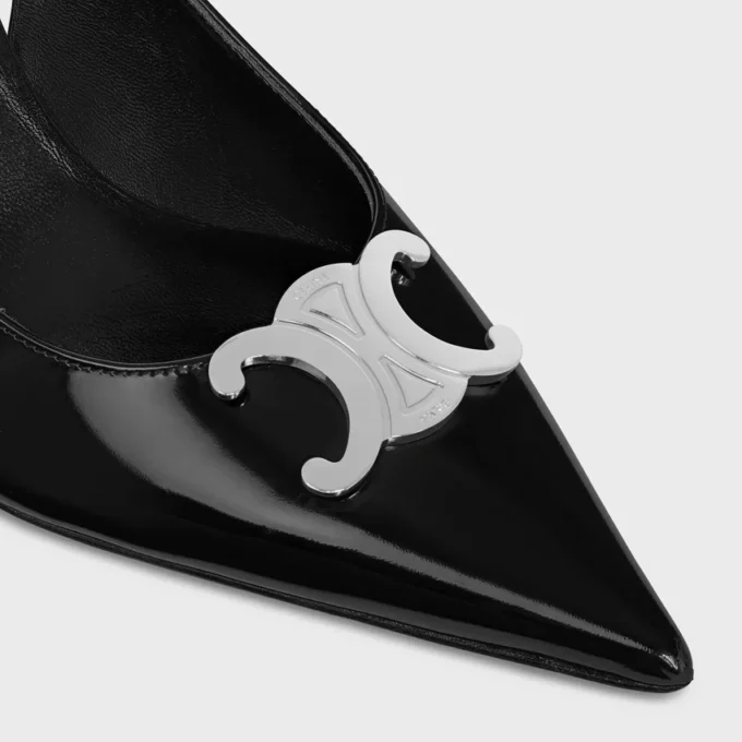 Zapatos CELINE Alma Triomphe con talón abierto en piel de becerro brillante Zapatos CELINE Alma Triomphe con talón abierto en piel de becerro brillante