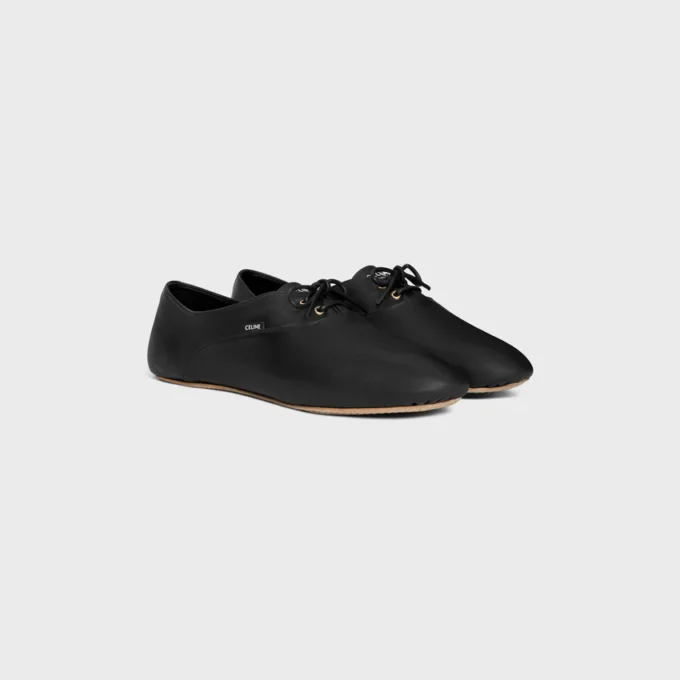 Zapatos de ballet con cordones en piel de cordero