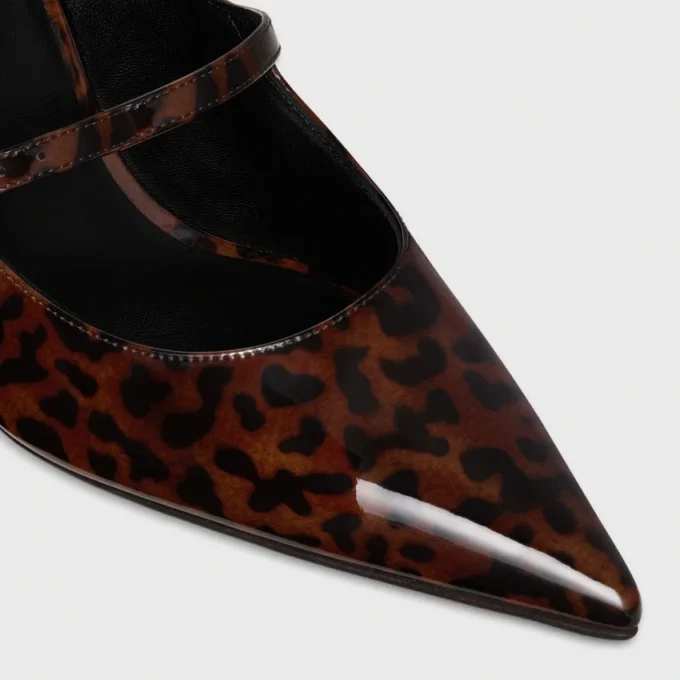 Zapatos de salón con tiras CELINE Judy en piel de becerro charol estampada de leopardo Zapatos de salón con tiras CELINE Judy en piel de becerro charol estampada de leopardo