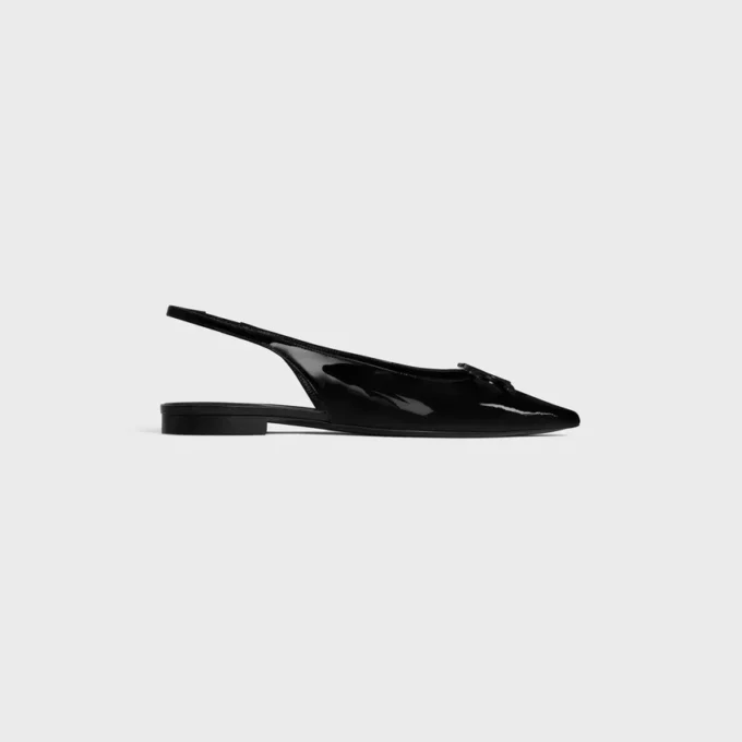 Zapatos planos con talón abierto CELINE Alma Triomphe en piel de becerro charol Zapatos planos con talón abierto CELINE Alma Triomphe en piel de becerro charol