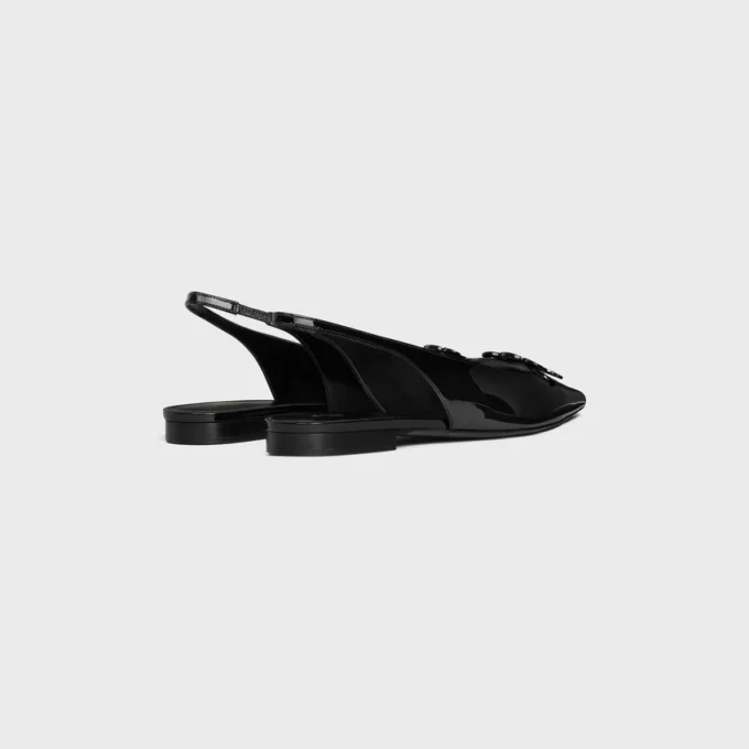 Zapatos planos con talón abierto CELINE Alma Triomphe en piel de becerro charol Zapatos planos con talón abierto CELINE Alma Triomphe en piel de becerro charol