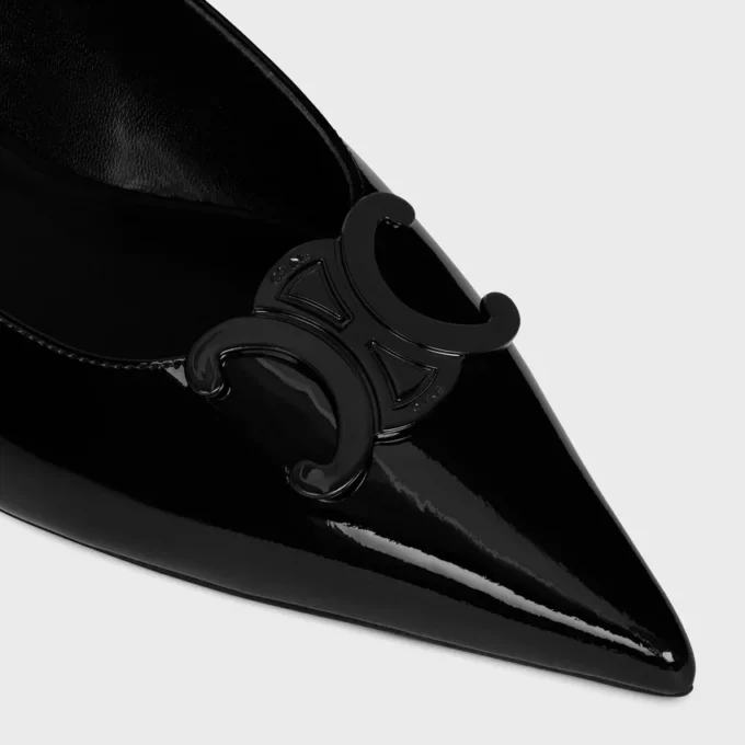 Zapatos planos con talón abierto CELINE Alma Triomphe en piel de becerro charol Zapatos planos con talón abierto CELINE Alma Triomphe en piel de becerro charol